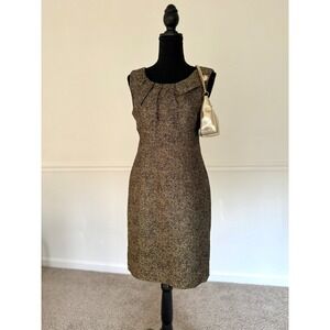 Michael Kors gold black formal party S Dress‎ Sleeveless silk women 4 petite